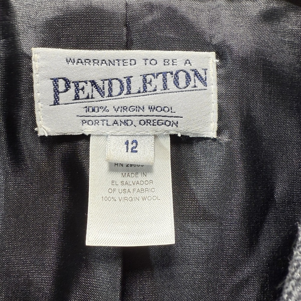 PENDLETON PLAID BLAZER 100% WOOL JACKET SPORTCOAT GRAY WOMENS 12 - Picture 2 of 13